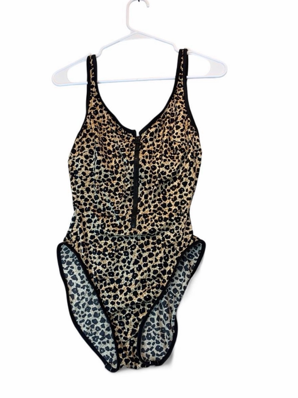 La Bianca Leopard Print One-Piece Swimsuit - Black Trim